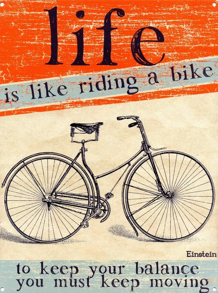 

Vintage Metal Signs Life is Like Riding A Bike, Keep Rolling Tin Sign Farm Indoor Retro 12"x16" Wall Novelty Decor