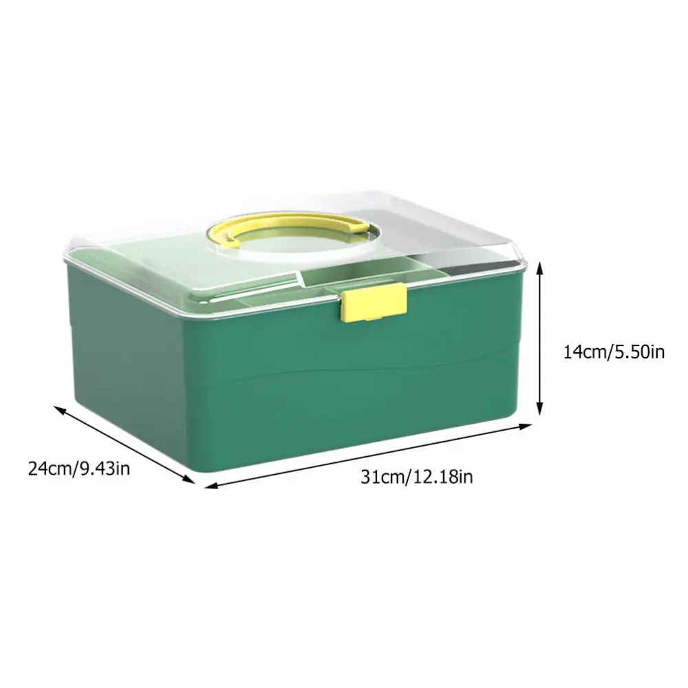 

1Pc Household Emergency Box Portable Medicine Case Handheld Storage Box (Green)