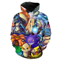 spring and autumn 3d printing cartoon hoodie fashion pokemon kids sweatshirt anime pullover plus size coat