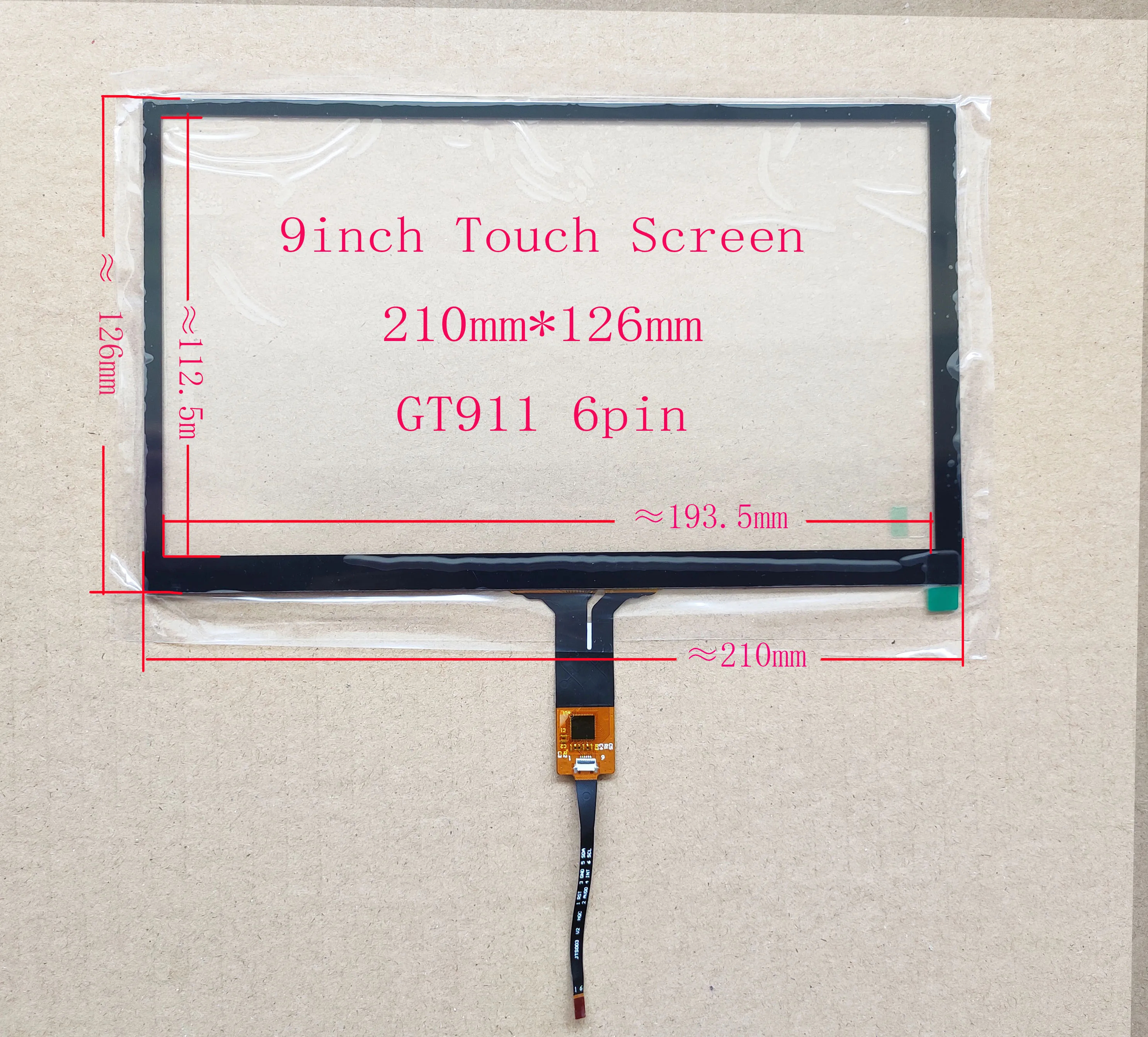 Фото 9-дюймовый Capaivitve Touch для автомобильного DVD-навигатора Carpc DIY Univesal GT911 6-контактный Raspberry Android FPC №1