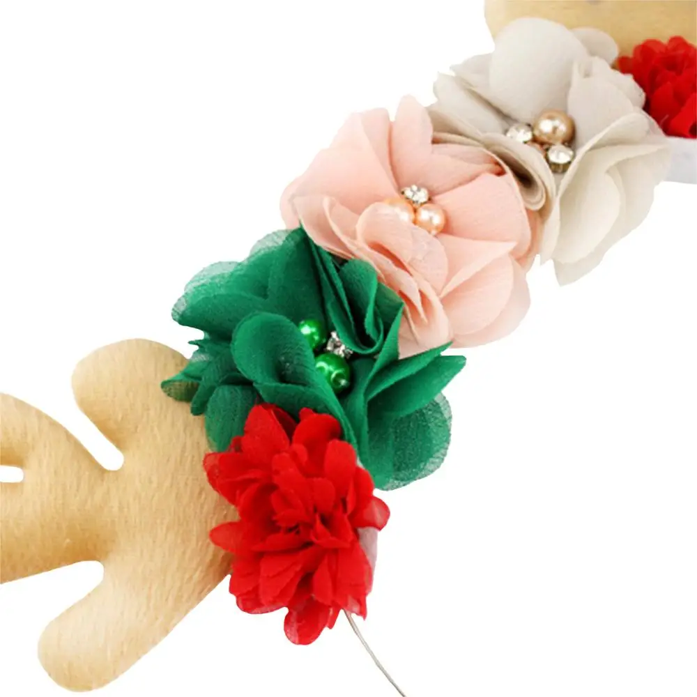 Празднование рождественской вечеринки обруч для волос девочек цветок олень