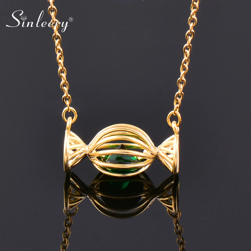 SINLEERY ожерелья с подвесками в виде конфет зелеными кристаллами внутри чокер цвета