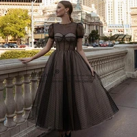 elegant prom dresses moddest polka dots tulle formal evening dress scoop neck ankle length prom gowns custom made