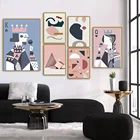 Креативные геометрические абстрактные игральные карты настенная Картина на холсте скандинавские постеры и принты настенные картины для декора гостиной
