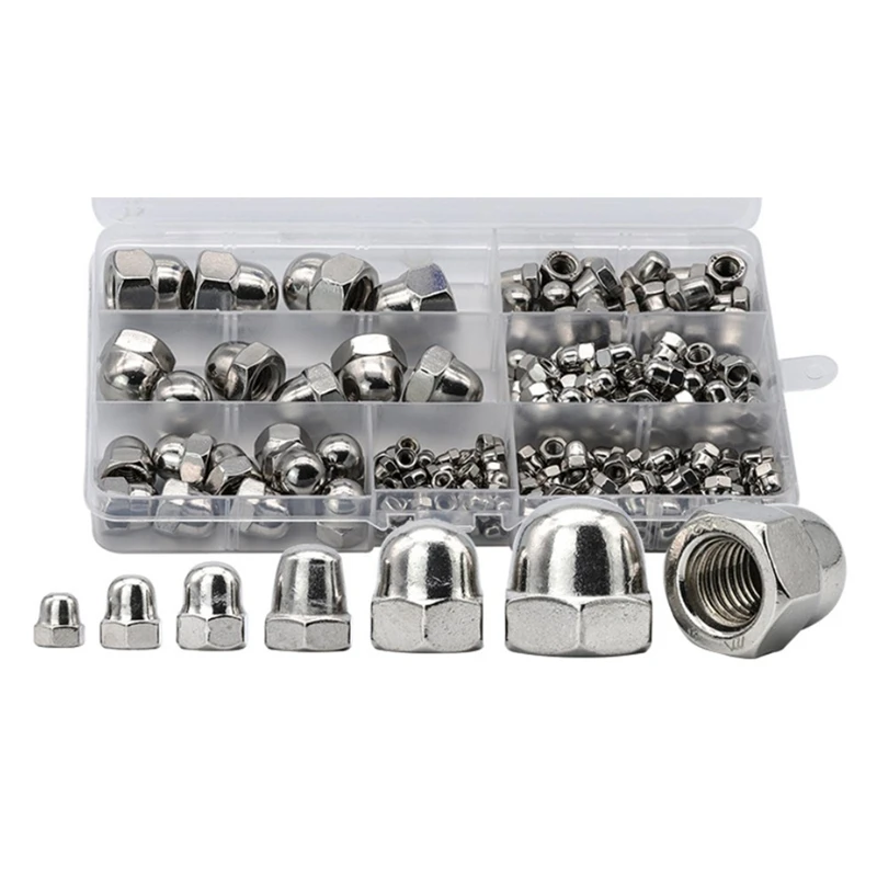 

190Pcs Acorn Nut M3 M4 M5 M6 M8 M10 M12 Stainless Steel Hexagon Dome Cap Nut Blind Nut Assortment Kit