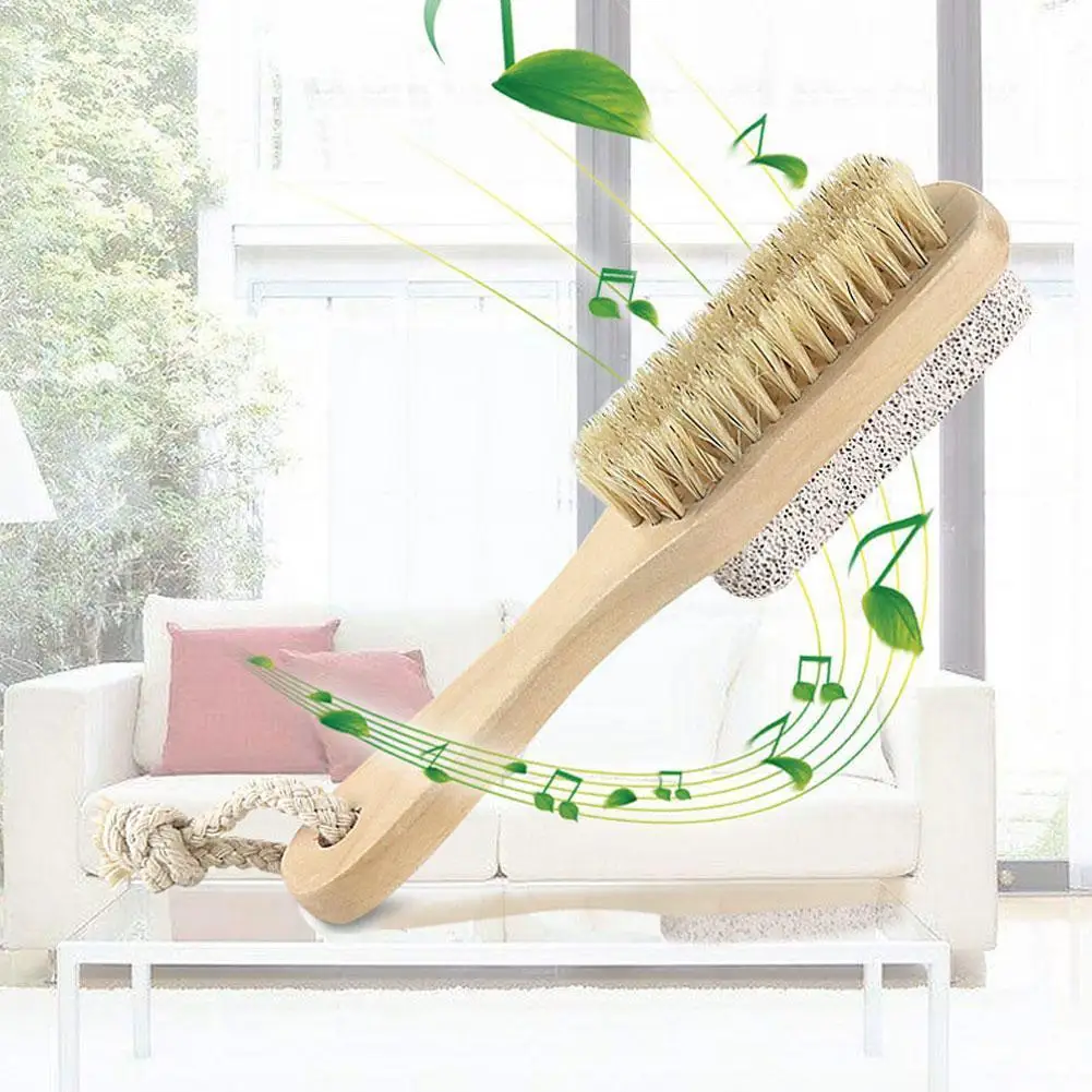 

1 pc Wood Handle Pumice Stone Foot Brush Scrubber Feet Brush Massage Exfoliating Natural Tool Skin Bristle Remover Dead Ped H3X4