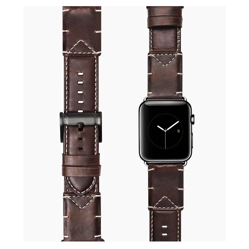 Кожаные Ремешки для наручных часов Crazy Horse Apple Watch спортивный ремешок 42 мм Reloj