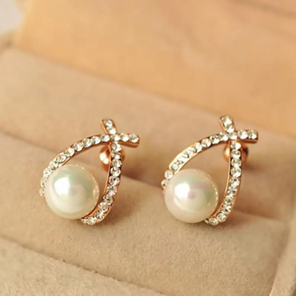 

New 1 Pair Elegant Women Lady Earrings Fashion Crystal Rhinestone Earrings Beautiful Simple Style Jewelry Accessories