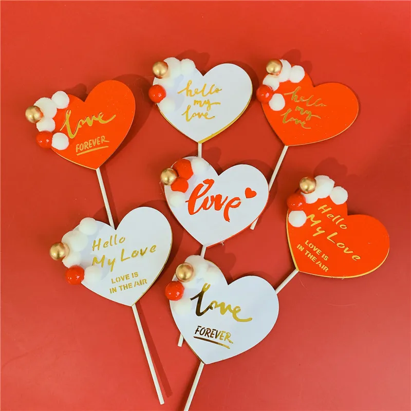 

New Wedding Cupcake Topper Plush Forever Love Paper Cake Topper for Wedding Kids Birthday Party Cake Decorations Baby Shower