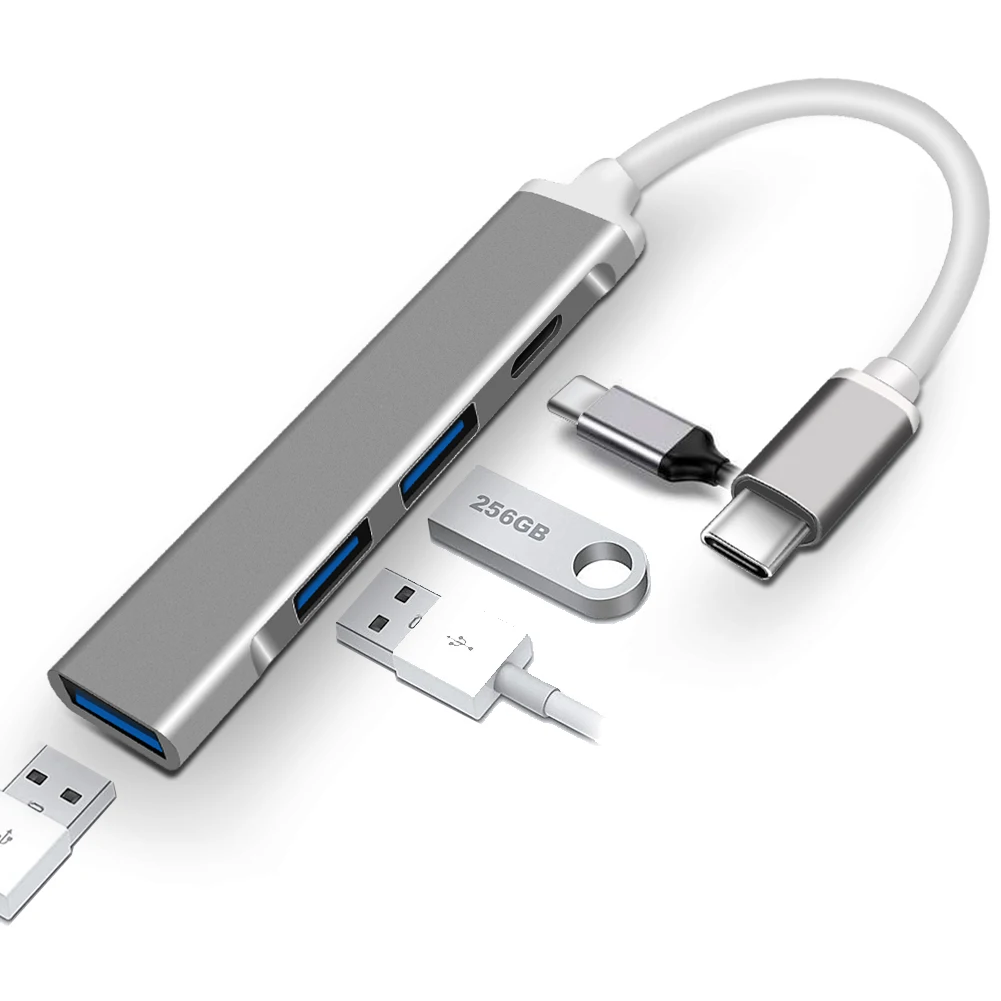 

4 в 1 USB 3,0 концентратор Тип C на USB 4 порта мульти-разветвитель адаптер мульти-разветвитель док-станция OTG концентратор для компьютера