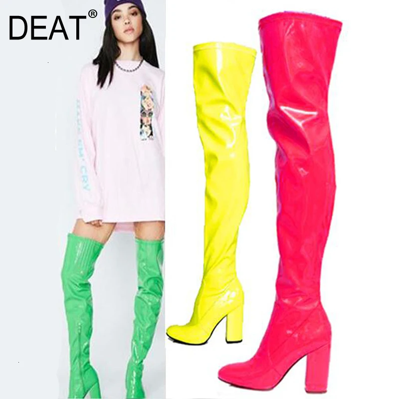 DEAT/2019 г. Бархатная обувь из лакированной кожи с квадратным носком на молнии сбоку