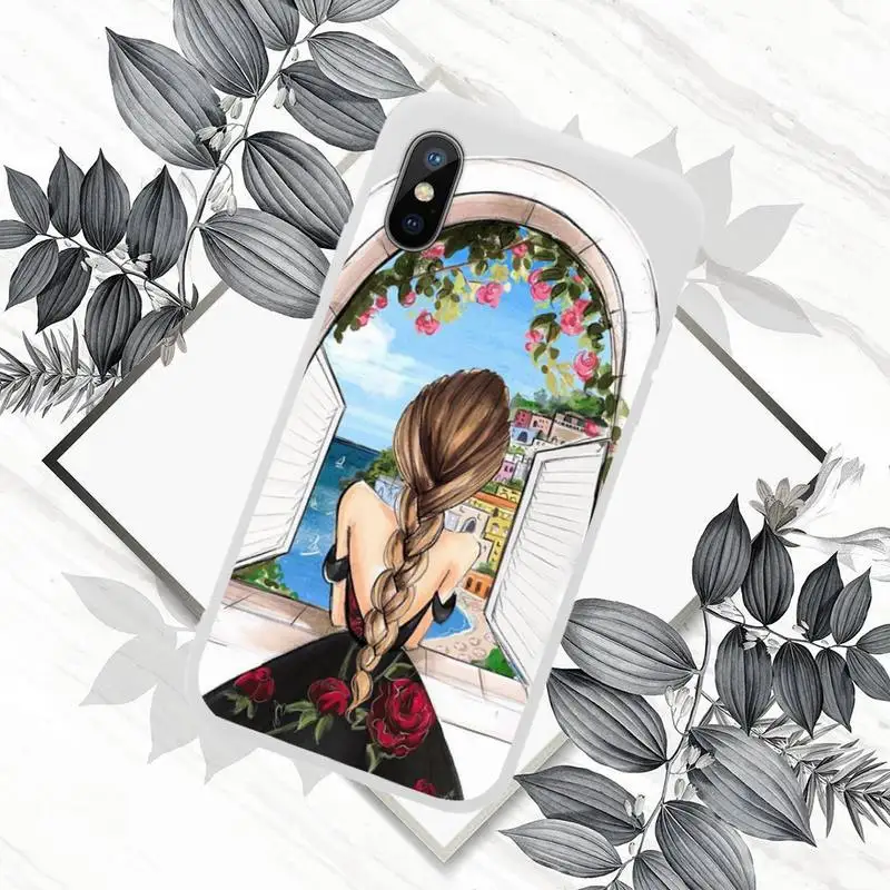 

Merry Christmas Brown Hair Girl Phone Case Candy Color for iPhone 11 12 mini pro XS MAX 8 7 6 6S Plus X SE 2020 XR