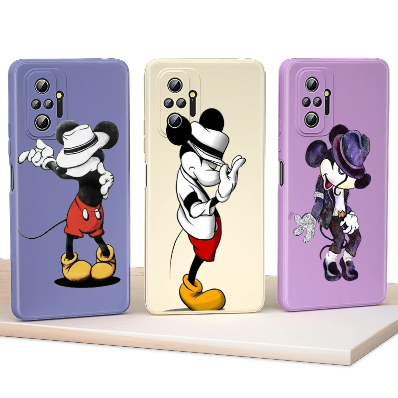 

Mickey Mouse Imitation For Redmi Note 10 10S 10T 9 9S 9T 8 8T 7 7S 6 5 Pro Max Plus 5G Phone Case Liquid Silicone TPU Cover