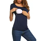 Женская футболка с коротким рукавом и круглым вырезом, многослойные топы для кормления грудью, Беременным # PY
