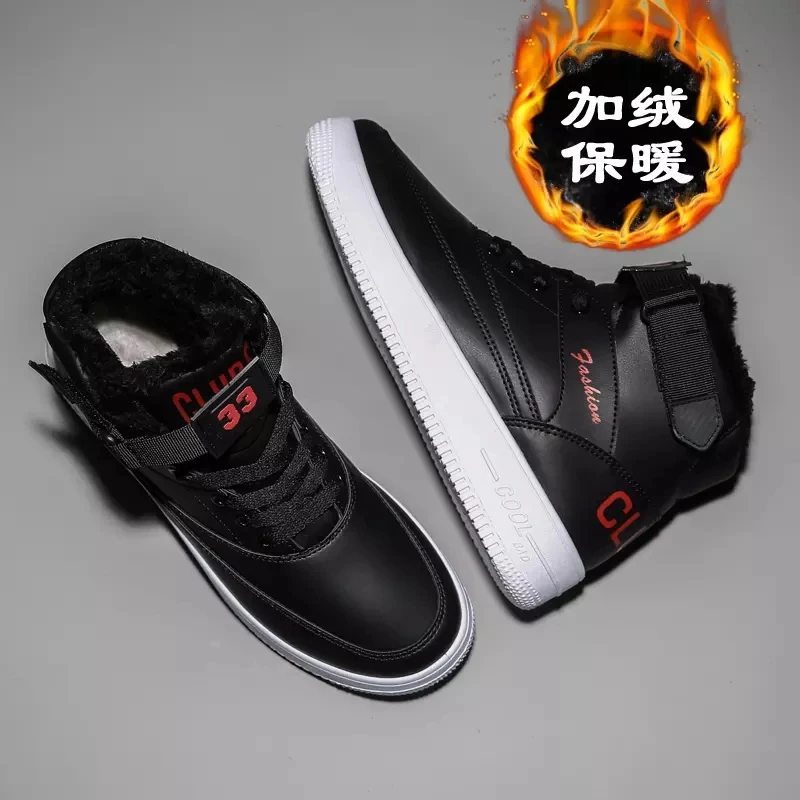 

2020 winter new Korean trend white men sneakers British style high top warm Cotton shoes running shoes zapatillas hombre