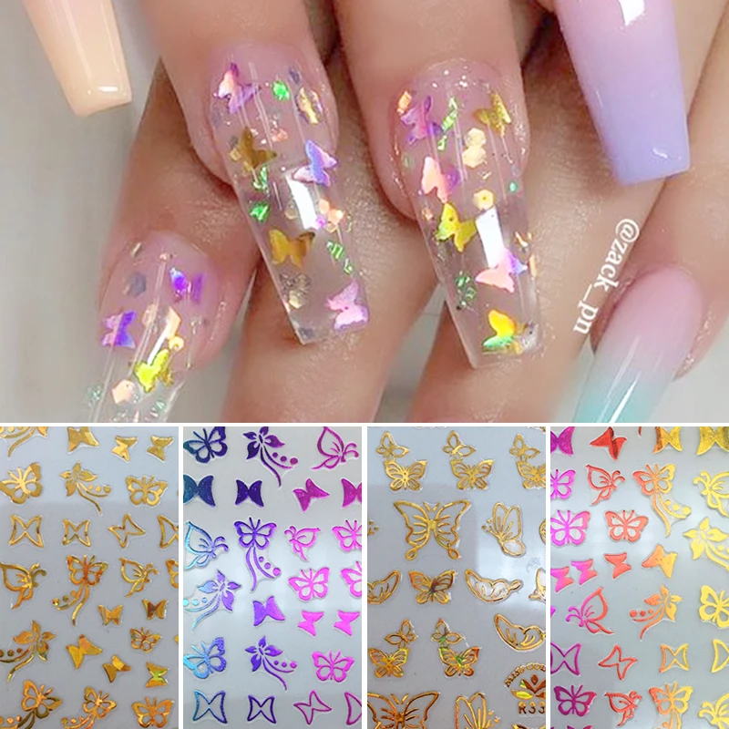 Лидер продаж 2021 3D наклейки для ногтей переводные с рисунком бабочки