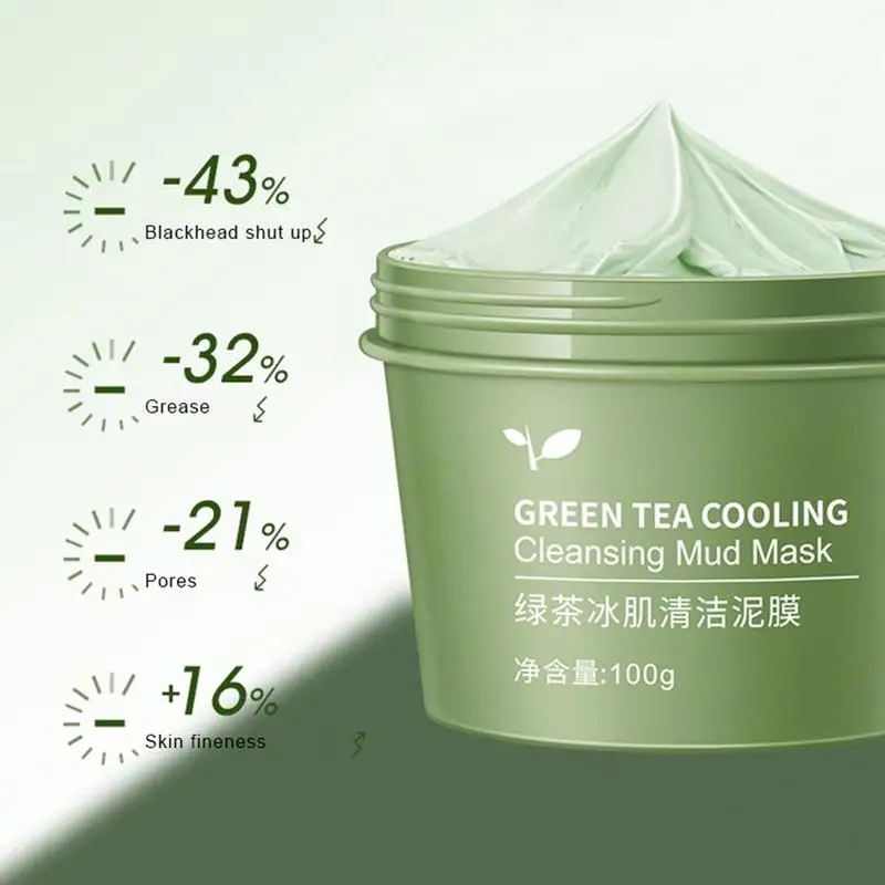 Hot Green Tea Ice Muscle Mud Mask Anti-Acne Face Cream Pores Removal Shrink Acne Care Scar Essence Skin Cream Blackheads N9A9