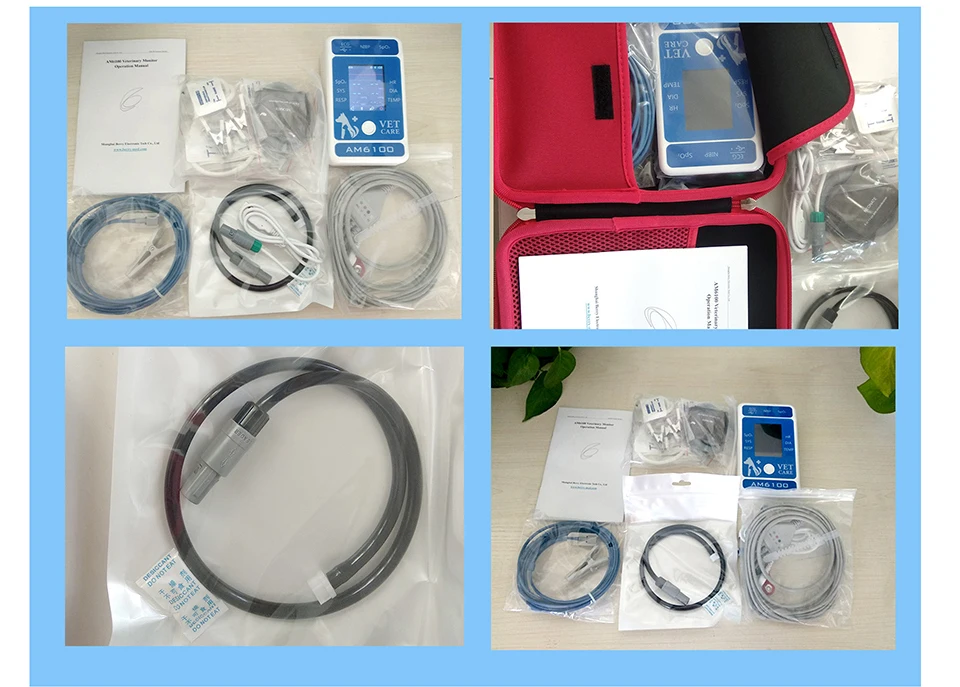 Uvet больница животных медицинская ЭКГ температура SPO2 Bluetooth ветеринарное оборудование животных портативный монитор пациента Пульсоксиметр
