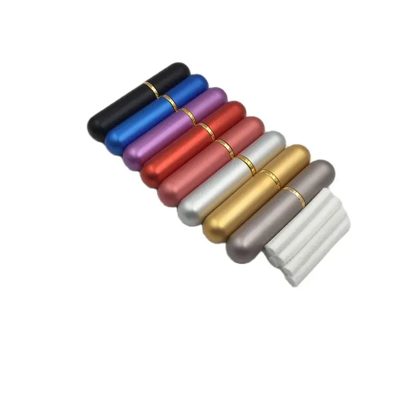 6 шт./лот алюминиевые НАЗАЛЬНЫЕ ингаляторы с эфирным маслом и 12 фитилями из хлопка