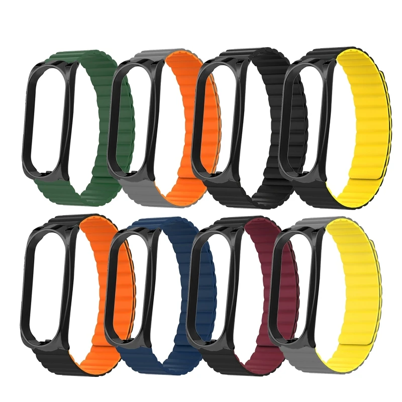 

Новинка 2022, силиконовый магнитный ремешок для Xiaomi Band 6/5/4/3, водонепроницаемый, прочный, модный, мягкий браслет для смарт-часов