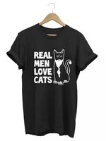 cosmic string 100 cotton real men cat love cats printunisex t shirt women tshirt short sleeve women t shirt tee shirts top