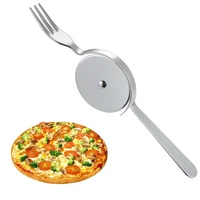 1pcs multifunction stainless steel pizza wheel with fork cake shovel pizza cutting tools kitchen gadget