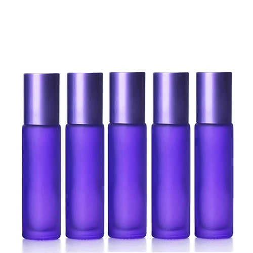 5pcs Purple 1/5/10 шт 10 мл Портативный матовый цветной толщиной Стекло ролик эфирное масло в виде флаконов парфюма для путешествий многоразового роликовый флакон - Цвет: 5pcs Purple