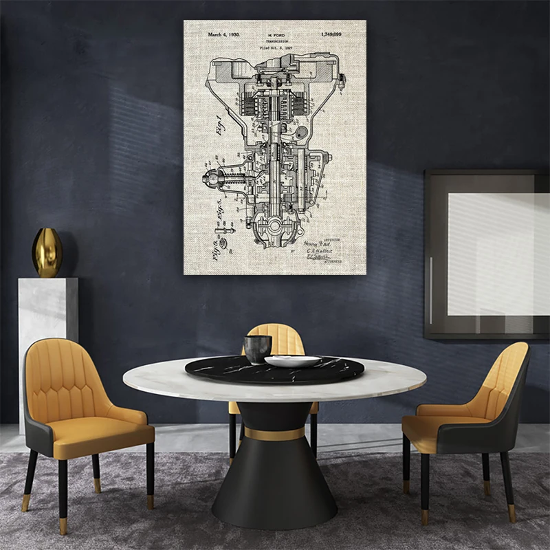 

Transmission Patent Canvas Print Vintage Poster Car Engine Parts Wall Painting Wall Art Blueprint Prints Pictures Home Decor