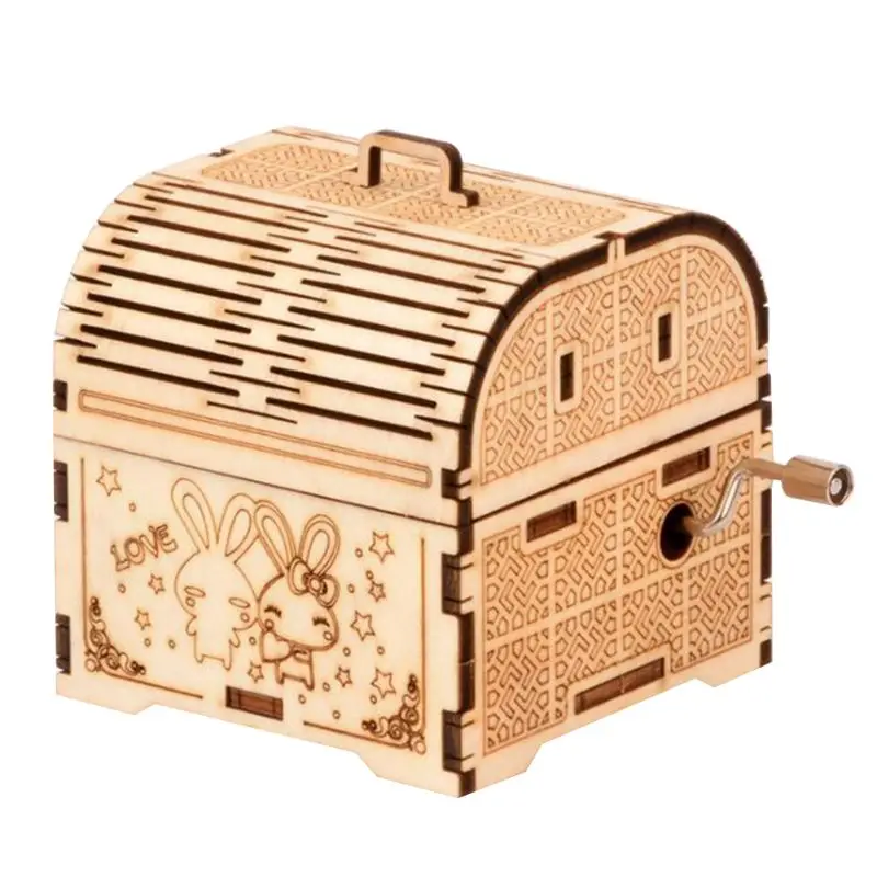 

DIY Hand Crank Music Box Model 3D Wooden Puzzle Toy Self Assembly Wood Craft Kit C5AA