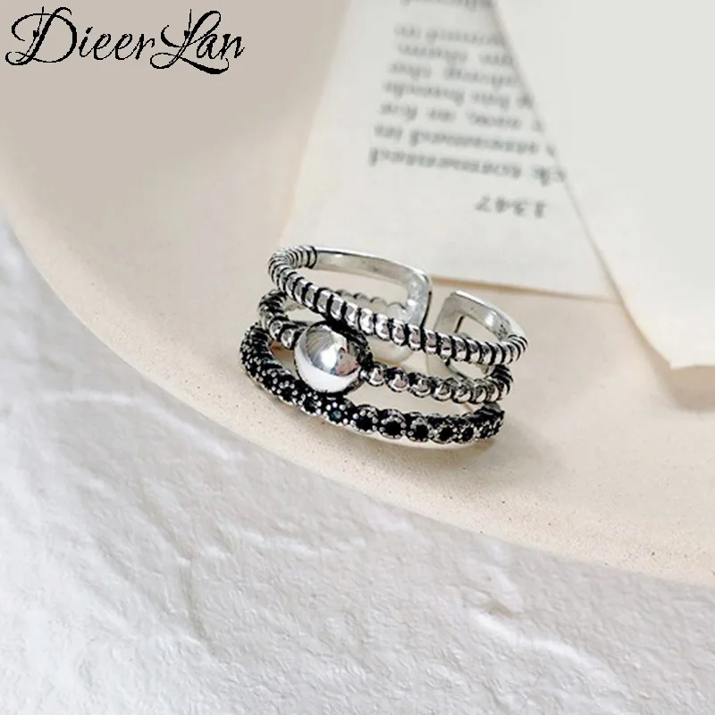 Серебряные бусины 925 пробы кольца в стиле ретро для женщин очаровательные