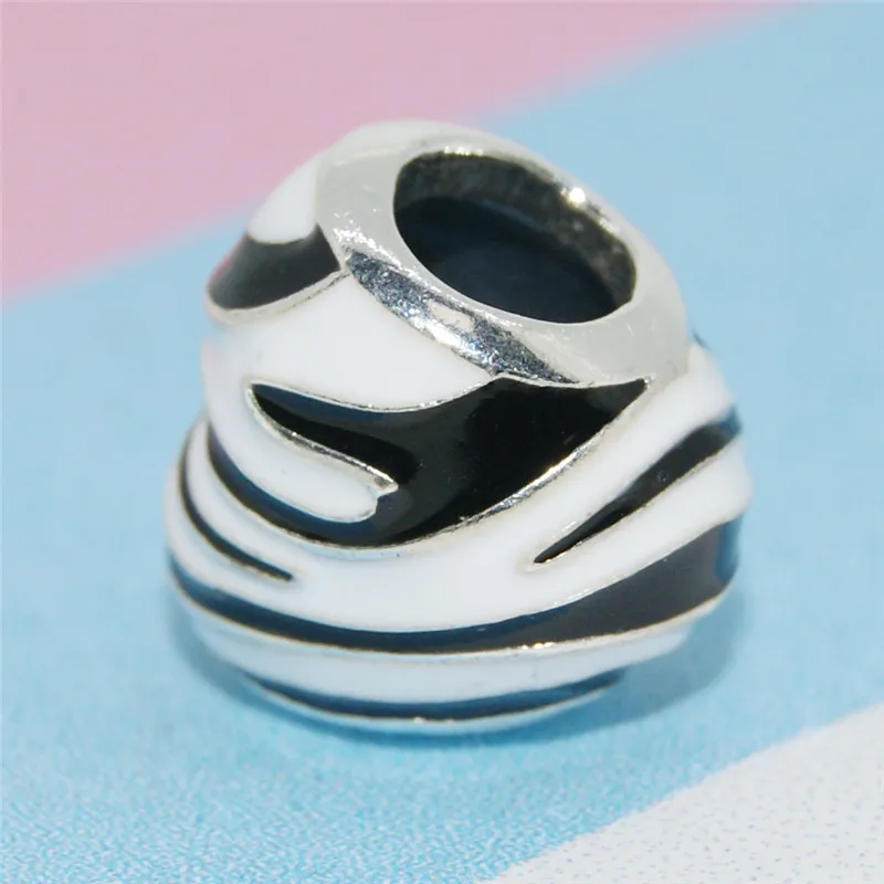 CodeMonkey Authentic 925 Sterling Silver Zebra Striped Beads Fit Original Design Bracelet DIY Jewelry Making CMC014 | Украшения и