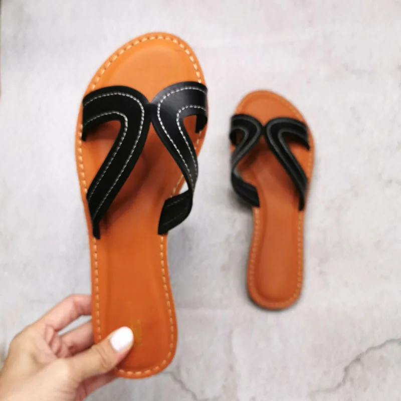Женские пляжные сандалии больших размеров Летние удобные шлепанцы без застежки