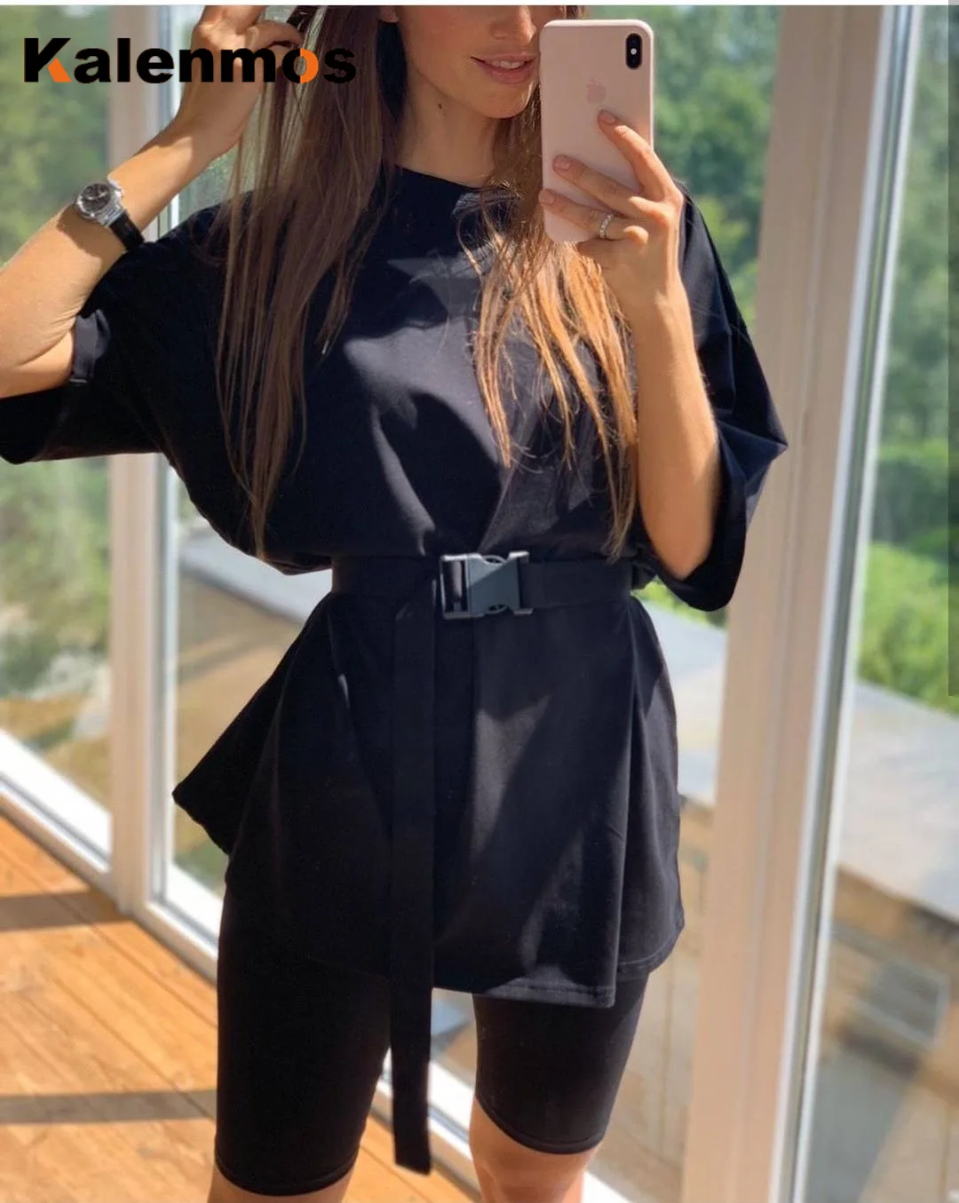 Женский летний костюм двойка с круглым вырезом и коротким рукавом| |