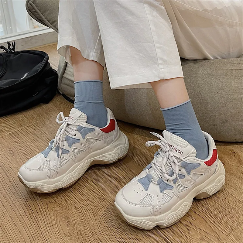 

Женские кроссовки на массивной вулканизированной подошве, повседневная обувь для девочек и студентов, кроссовки на платформе, обувь для бе...