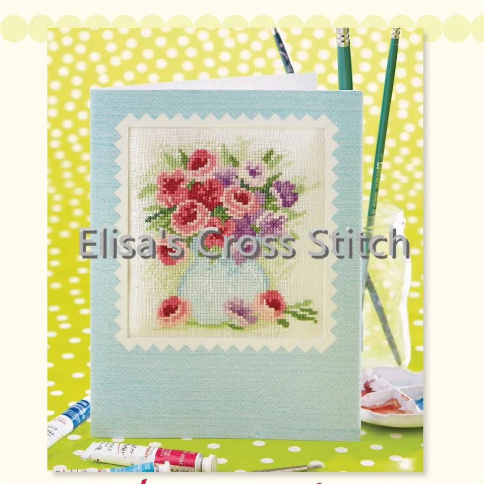 

CD329 18ct DIY Greeting Card Special Art Popular Full Set Cross Stitch Cake Birthday Christmas Gift Flower Arrangement