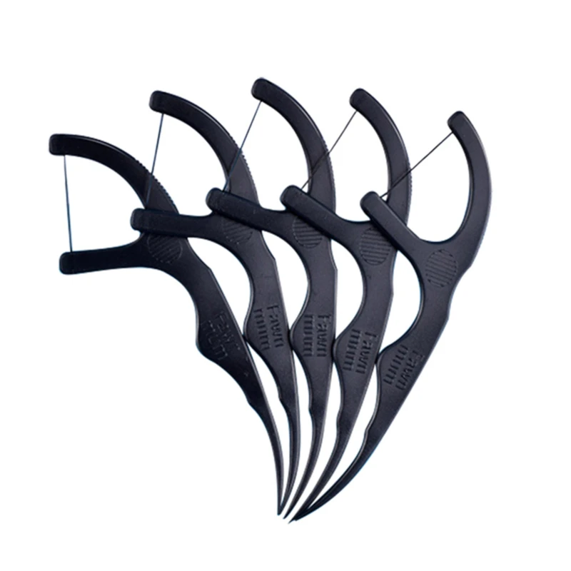

50Pcs/Pack Dental Floss Black Bamboo Charcoal Teeth Stick Interdental Brushes Oral Clean Toothpick Tool With Box