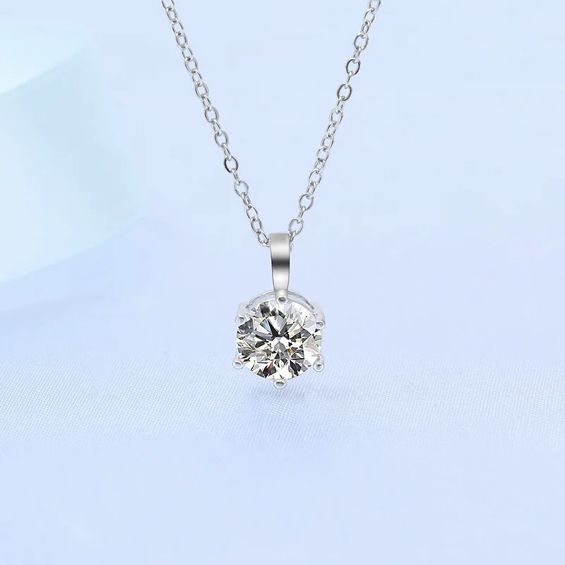 

New Silver Color CZ Six Claw Crystal Pendant Clavicle Chain Fashion Women AAA Cubic Zirconia Necklace Charm Lady Party Jewelry