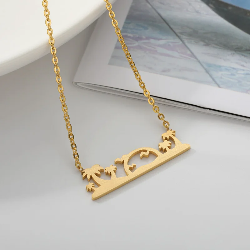 Гавайский песчаный кулон на пляж ожерелье из нержавеющей стали ювелирное