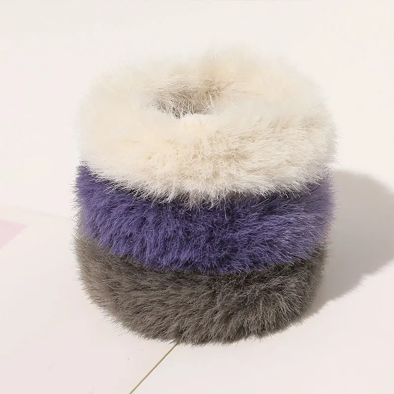 

Fashion Fluffy Faux Fur Furry Scrunchie Elastic Hair Ring Rope Band Tie Round Girls Scrunchie Black Fluffy White Candy Color