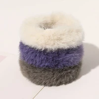 Fashion Fluffy Faux Fur Furry Scrunchie Elastic Hair Ring Rope Band Tie Round Girls Scrunchie Black Fluffy White Candy Color