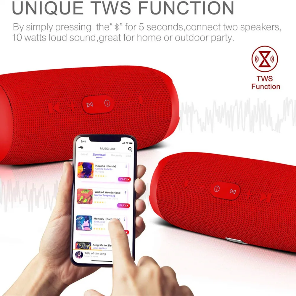 HYASIA IPX7 водонепроницаемый Bluetooth динамик Портативный уличный перезаряжаемый беспроводной Саундбар TWS сабвуфер громкий динамик музыкальный центр