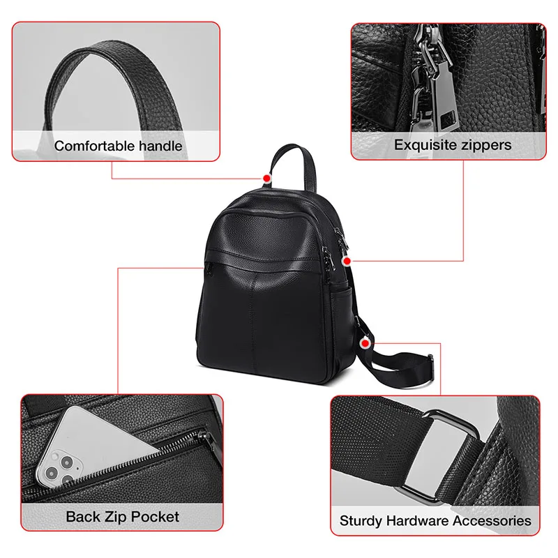 foxer new fashion outing office lady backpack split leather large capacity backpack woman soft travel bag girl simple school bag free global shipping