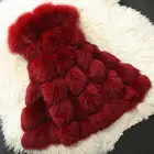 Плотная и теплая Женская Шуба Из Меха чернобурки, осенне-зимний жилет из искусственного меха, модная женская шуба из серогочерногоКрасного меха