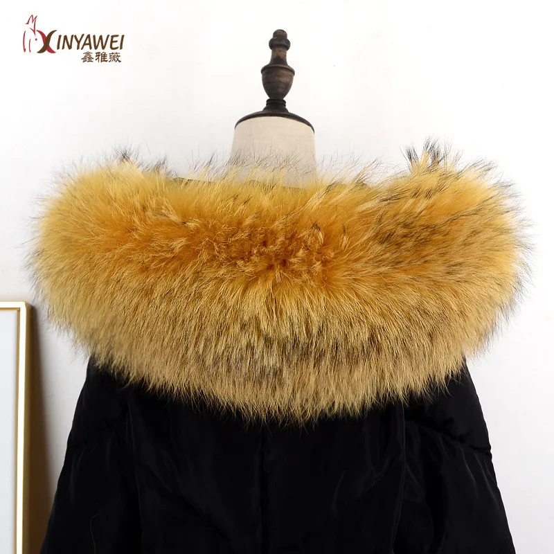 Ginger yellow Модная новинка горячая Распродажа профессиональный стандарт полный выбор енота меховой воротник искусственный мех воротник цвет размер на заказ - Цвет: Ginger yellow