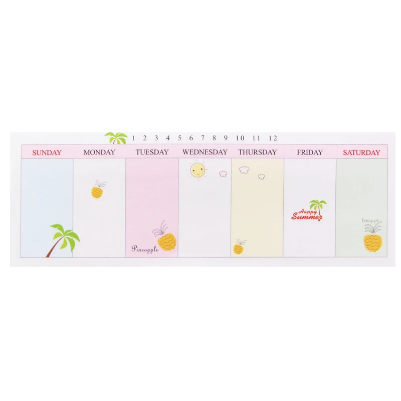 

Creative Kawaii Self-adhesive Weekly Plan Memo Pad Schedule Sticky Notes Student Notepad Office School Stationery Supplies 02192