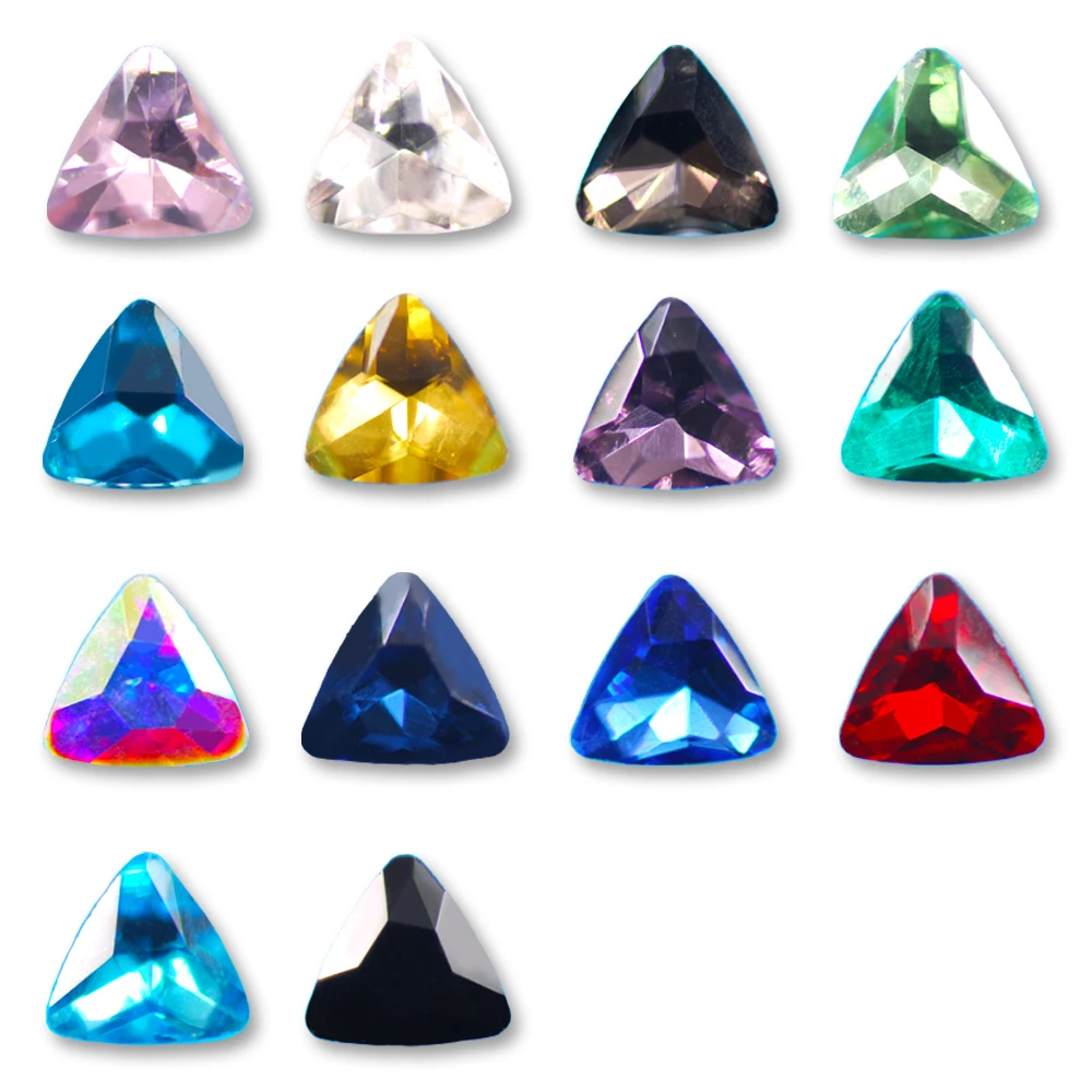 

Блестящие Стразы 3D, 6-23 мм, треугольные, AAAAA, стеклянные, красочные, драгоценные камни, хрустальный дизайн, украшения для одежды, стразы s