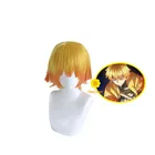Парик аниме рассекающий демонов Agatsuma Zenitsu, для косплея, с желтыми короткими волосами, синтетические волосы + Бесплатный парик, шапка вечерние для ролевых игр, для мужчин