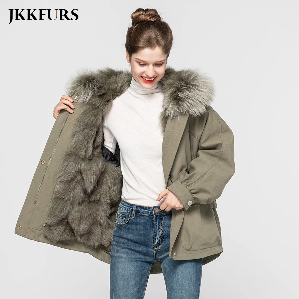 Женская парка на натуральном меху теплая Толстая куртка с подкладкой из