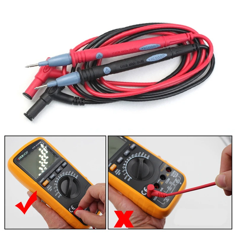 

20A Gold Plated Silicone Wire For Digital Multimeter Ultra Pointed Plated Copper Alligator Clip Set Red And Black