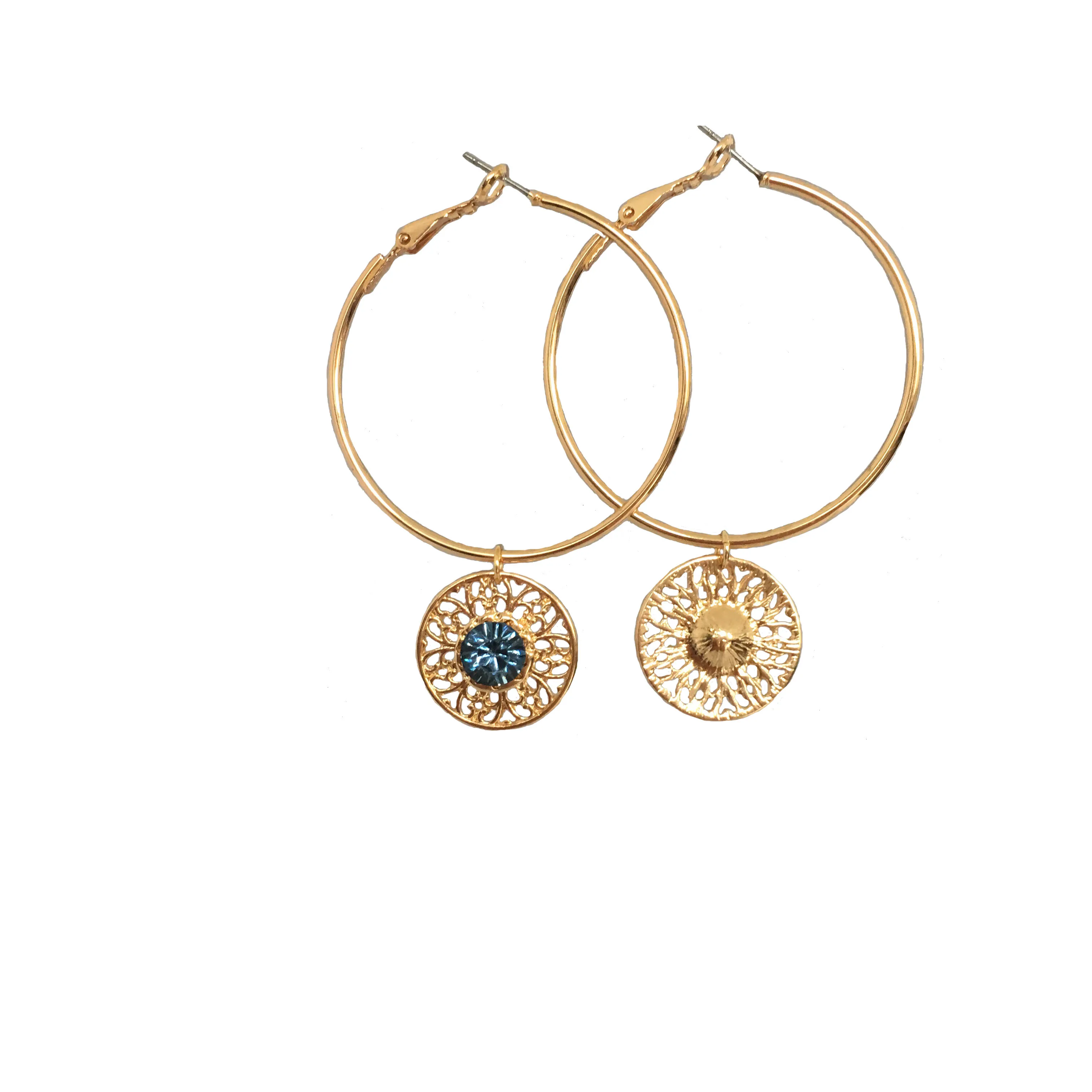 Повседневные золотые Цвет покрытие большие серьги кольца камень очарование для